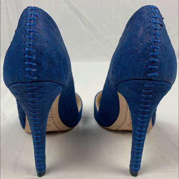 Alice Olivia Size 6 Blue Pointed Toe Suede Leather Pumps Dina Whipstitch Brazil - Picture 5 of 16